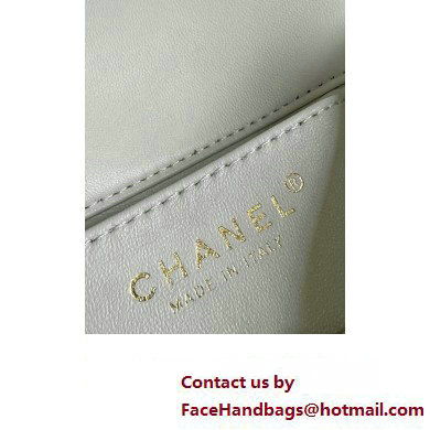 Chanel Lambskin, Resin  &  Gold-Tone Metal Small Flap Bag with Top Handle AS4848 White 2024